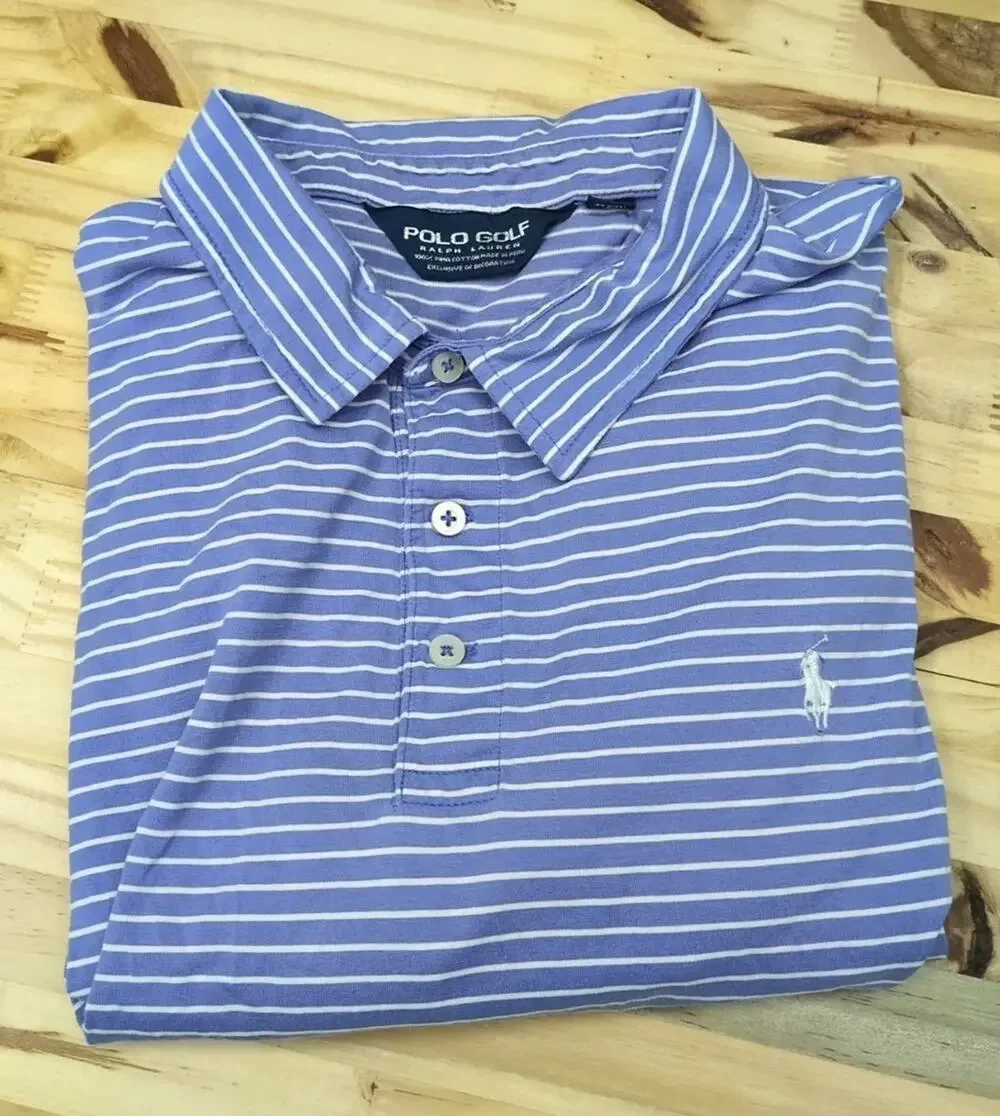 Polo Golf Ralph Lauren Shirt Mens XL Purple Stripe Pony 100% Pima cotton Soft